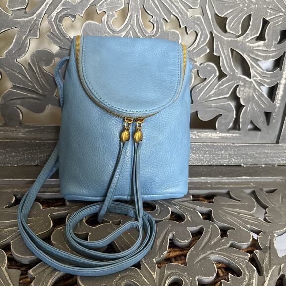 HOBO Handbags - HOBO Fern Crossbody Pebbled Leather Blue Old English Brass Adjustable Strap